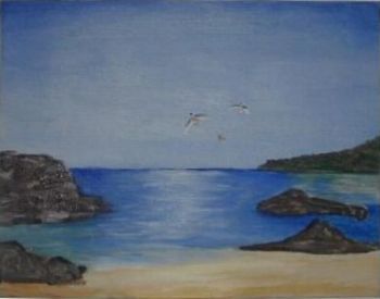 "Beach and Sea with Birds"