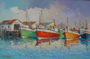 "Houtbay Harbour, fishing boats"