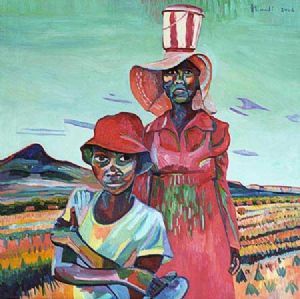 "Mother and Daughter in Red"