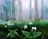 "Arum Lilies in a Misty Forest"