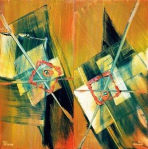 "Opulent ochre diptych"