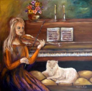 "Cat and Piano"
