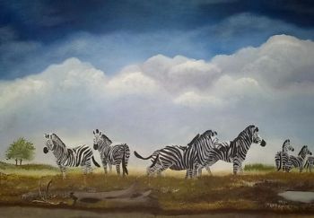 "Zebra Under African Sky"