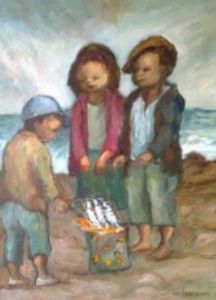 "Children Barbequing Fish"