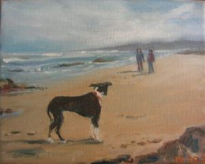 "Great Dane on the beach"