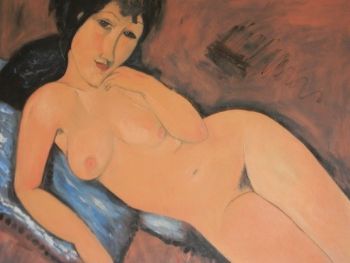 "Modigliani Nude on Blue Cushion"