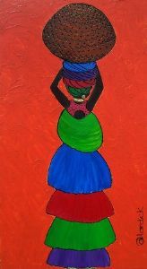 "Woman With Baby on Back From Behind"
