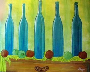 "Blue Wine Bottles"