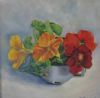 "Nasturtiums In Enamel Cup"