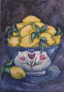 "Lemons in Antique Bowl"