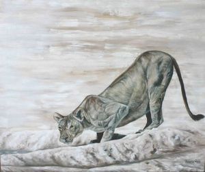"Lioness Drinking"