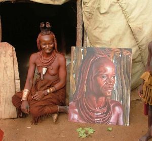 "Mokaja with her painting"