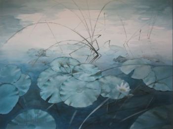 "Green Leaves in Pond"