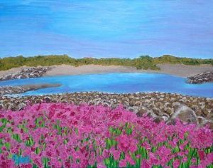 "Bay With Pink Flowers"
