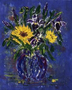 "Sunflowers and Iris"