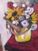 "Red chair and sunflowers"
