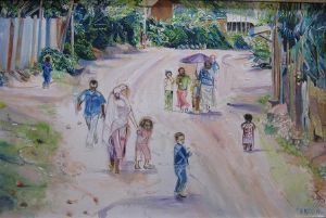 "Ethiopian Figures in Landscape"