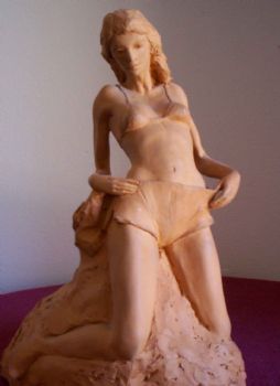 "Kneeling Girl on Beach"