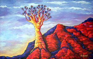 "Rocky Outcrop Quiver Tree - Landscape Painting"