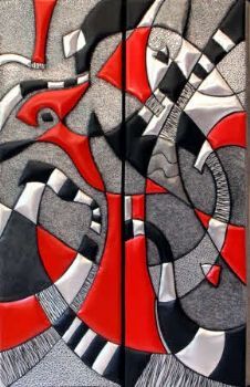 "Composition 4 & 5 with Red in Metal"
