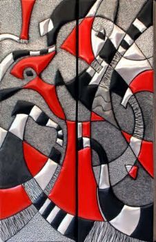 "Composition 4 & 5 with Red in Metal"