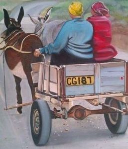 "Women on a Donkey Cart"