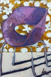 "Small Purple Chair With Yellow Background"