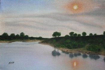"Sunset over Farm Dam"