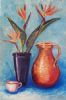 "Strelitzias in Blue Vase"