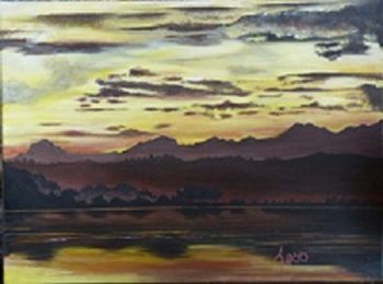 "Sunset Over the Mountains"