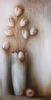 "White Tulips in Vase with Red Apple"