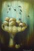 "Apples in Bowl with Blue Background"