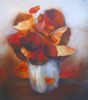 "Red and Orange Poppies in Vase"
