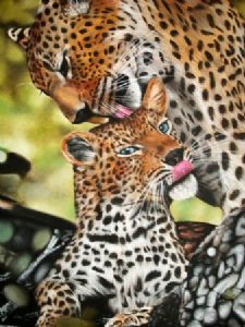 "Leopard Mom and Cub"