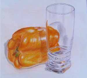 "Yellow Pepper and Glass"