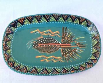 "Ceramic hand painted serving dish"