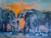 "Elephants at Water Hole"