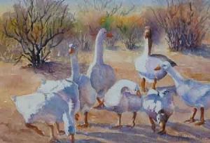 "Geese in Farmyard"