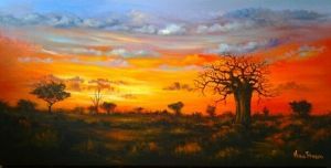 "Sunset with Baobab Tree"