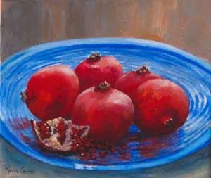 "Pomegranates on Blue 1"