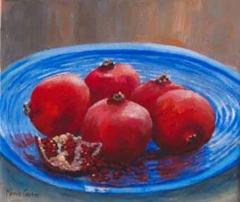 "Pomegranates on Blue 1"