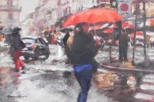 "Umbrella in Red- Paris"