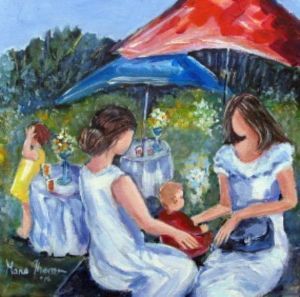 "Moms and Tots in the Tea Garden"