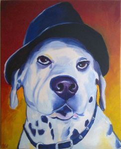 "Frank Dog Wearing Hat"
