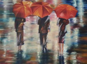 "People Walking in the Rain "