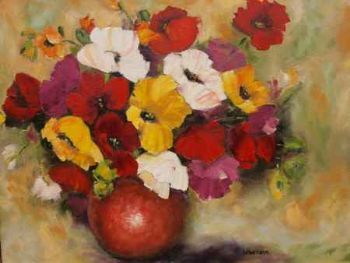 "Poppies in Copper Pot"