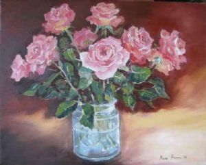 "Roses in a Glass Pot"