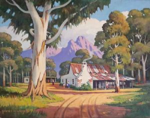 "Cape Farm Yard with Gum Trees"