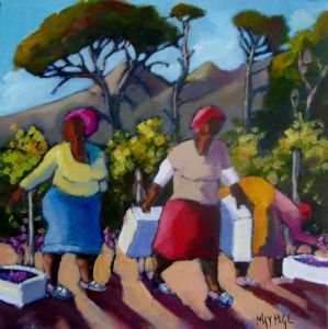 "Grape Pickers with Pink "
