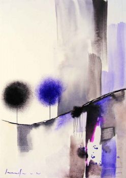 "Violet Abstract Landscape"